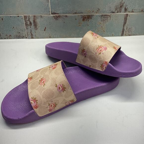 Coach Udele Sport Slides in Signature Canvas Womens 7 NWOT - Picture 1 of 8
